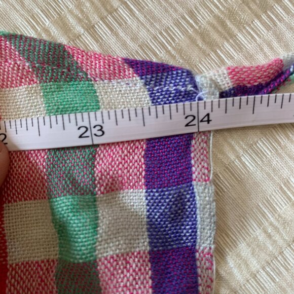 Top Sleeveless Side Tie Multicolor Plaid Check Open Side Cap Sleeve Preppy Beach - Picture 6 of 6